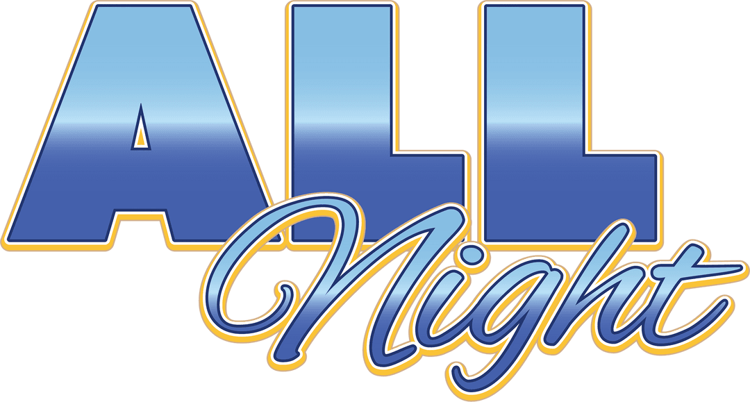 Stylish Blocky 'All Night' Celebration Text Vector on Transparent Background