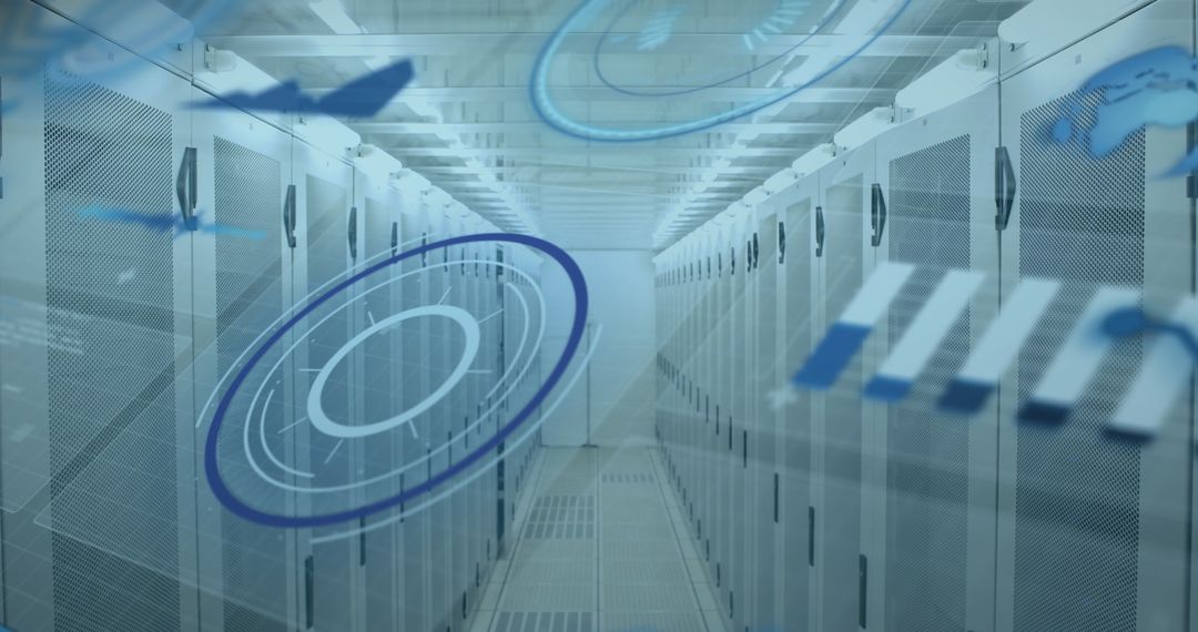 Digital Interface in High-Tech Data Center Corridor