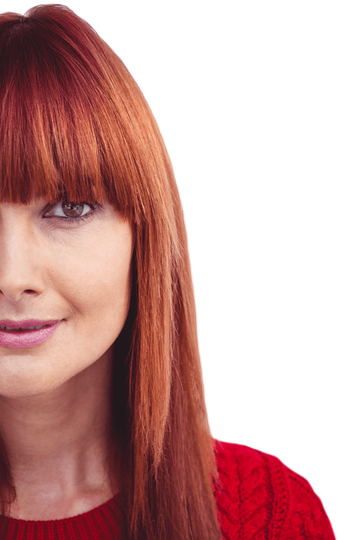 Half Face of Red-Haired Woman on a Transparent Background