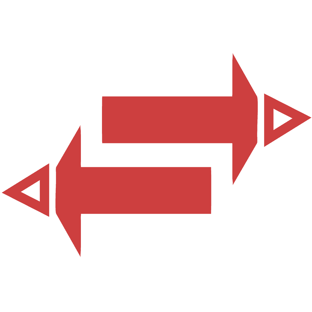 Red Double Arrows Symbol on Transparent Background