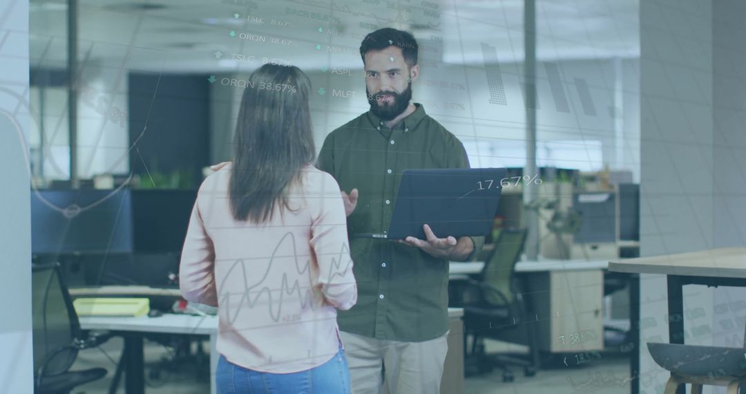 Business Meeting Discussing Financial Data in Modern Office