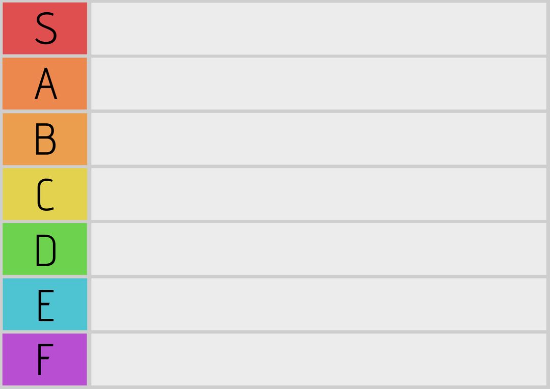 Blank Color-Coded Tier List Template with Labeled Rows - Download Free Stock Images Pikwizard.com