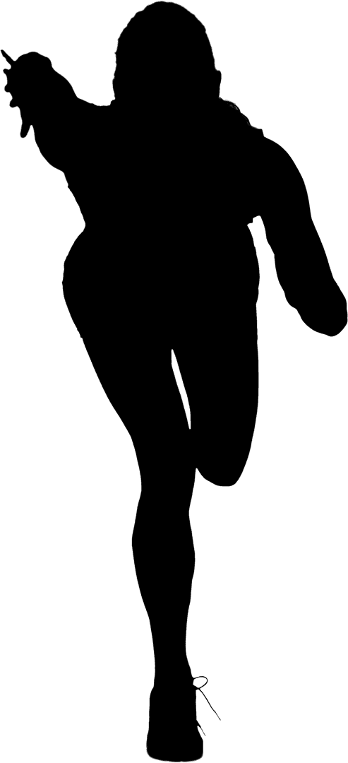 Silhouette of Woman Running on Transparent Background for Fitness Art