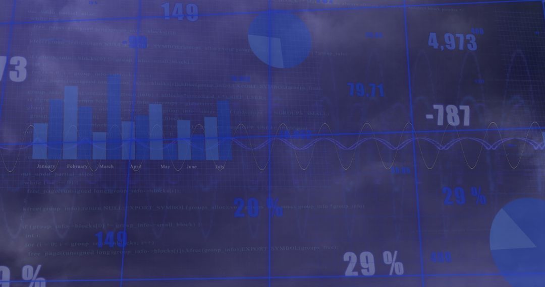 Data Charts and Graphs with Abstract Technology Background