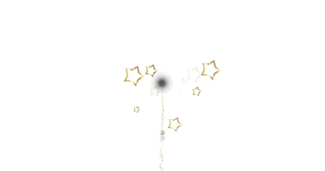 Gold Stars and Fireworks on Minimal White Background
