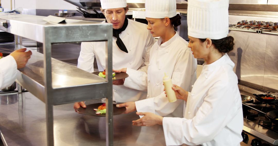 Chefs Preparing Dishes in Professional Restaurant Kitchen - Free Images, Stock Photos and Pictures on Pikwizard.com