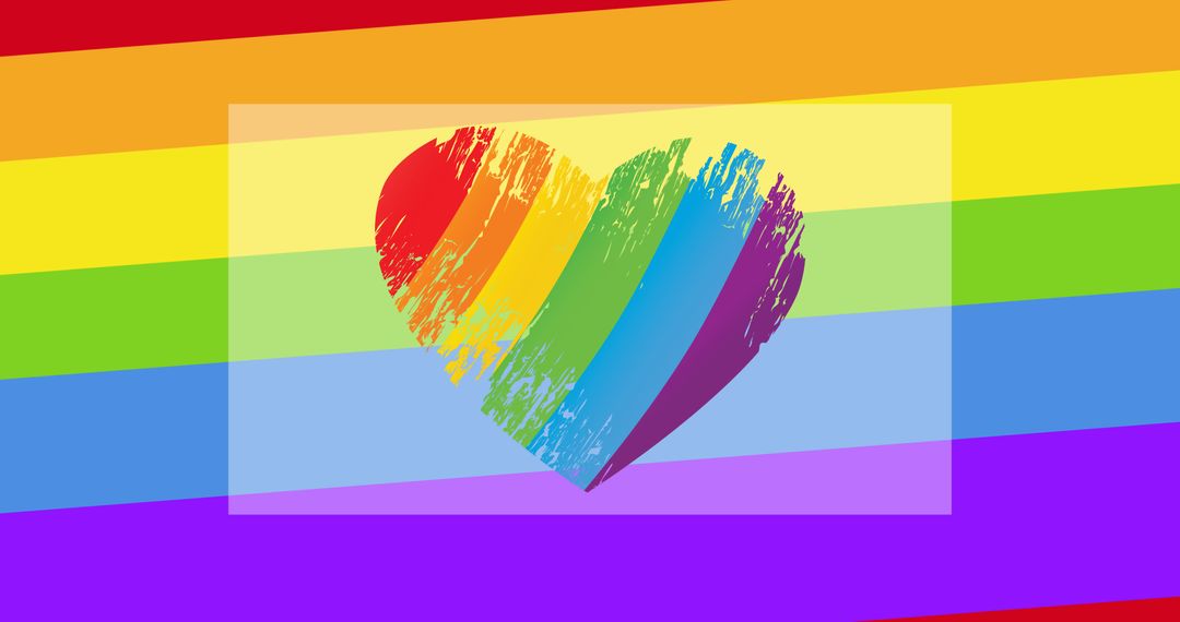 Vibrant Rainbow Heart on Colorful LGBTQ Pride Background