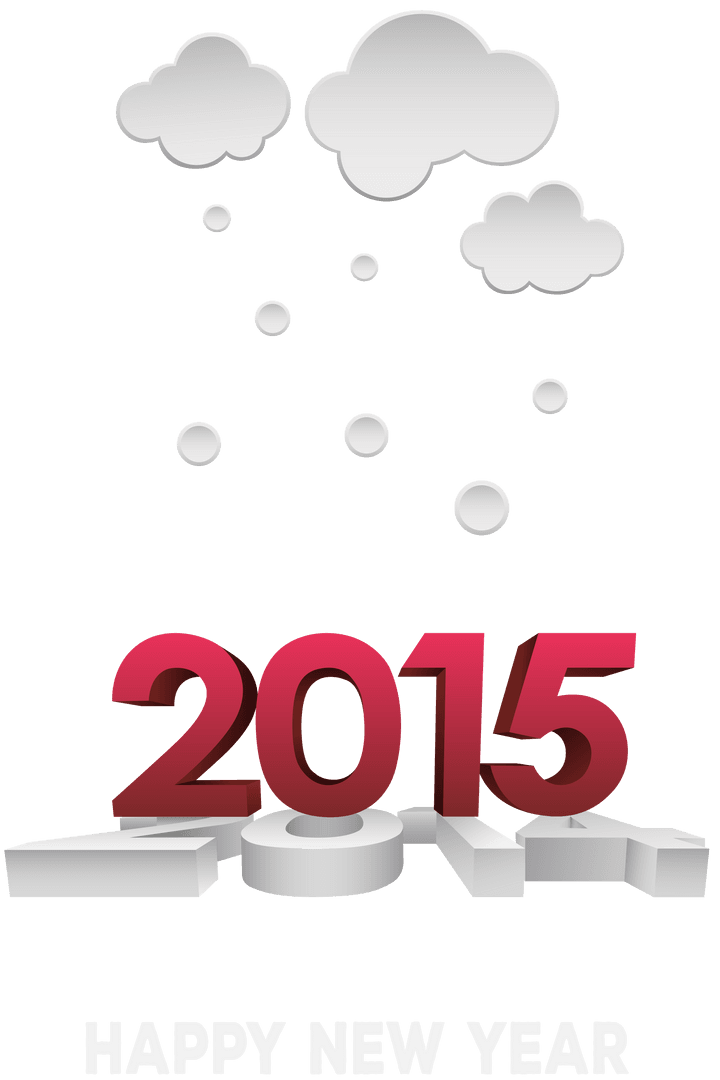 Happy New Year 2015 with Cloud Design on Transparent Background