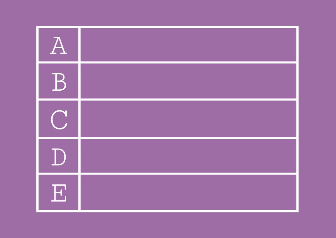 Five-Row Labeled Chart for Tasks on Purple Background