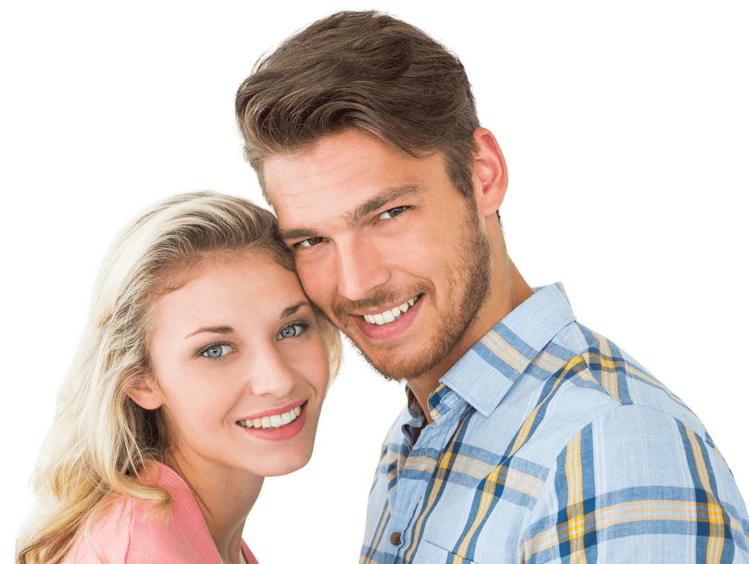 Attractive Couple Smiling with Transparent Background