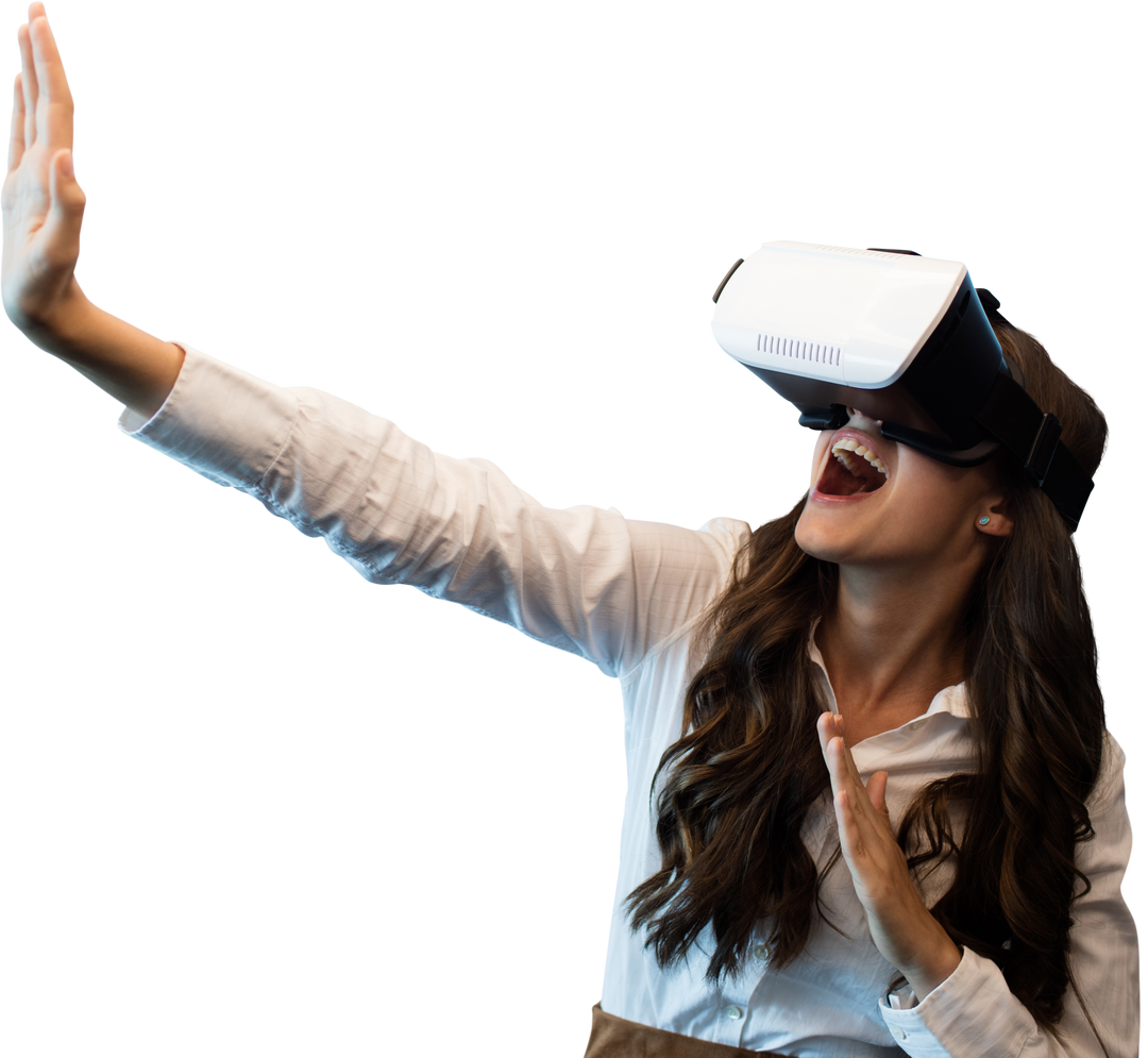 Joyful Woman in Virtual Reality with Transparent Background - Download Free Stock Images Pikwizard.com