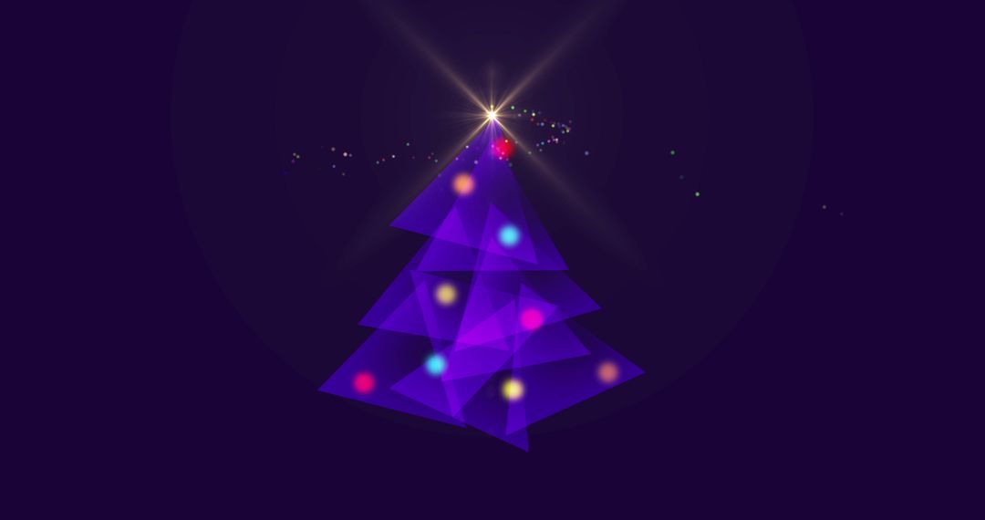 Glowing Purple Christmas Tree with Decorations on Purple Background - Free Images, Stock Photos and Pictures on Pikwizard.com