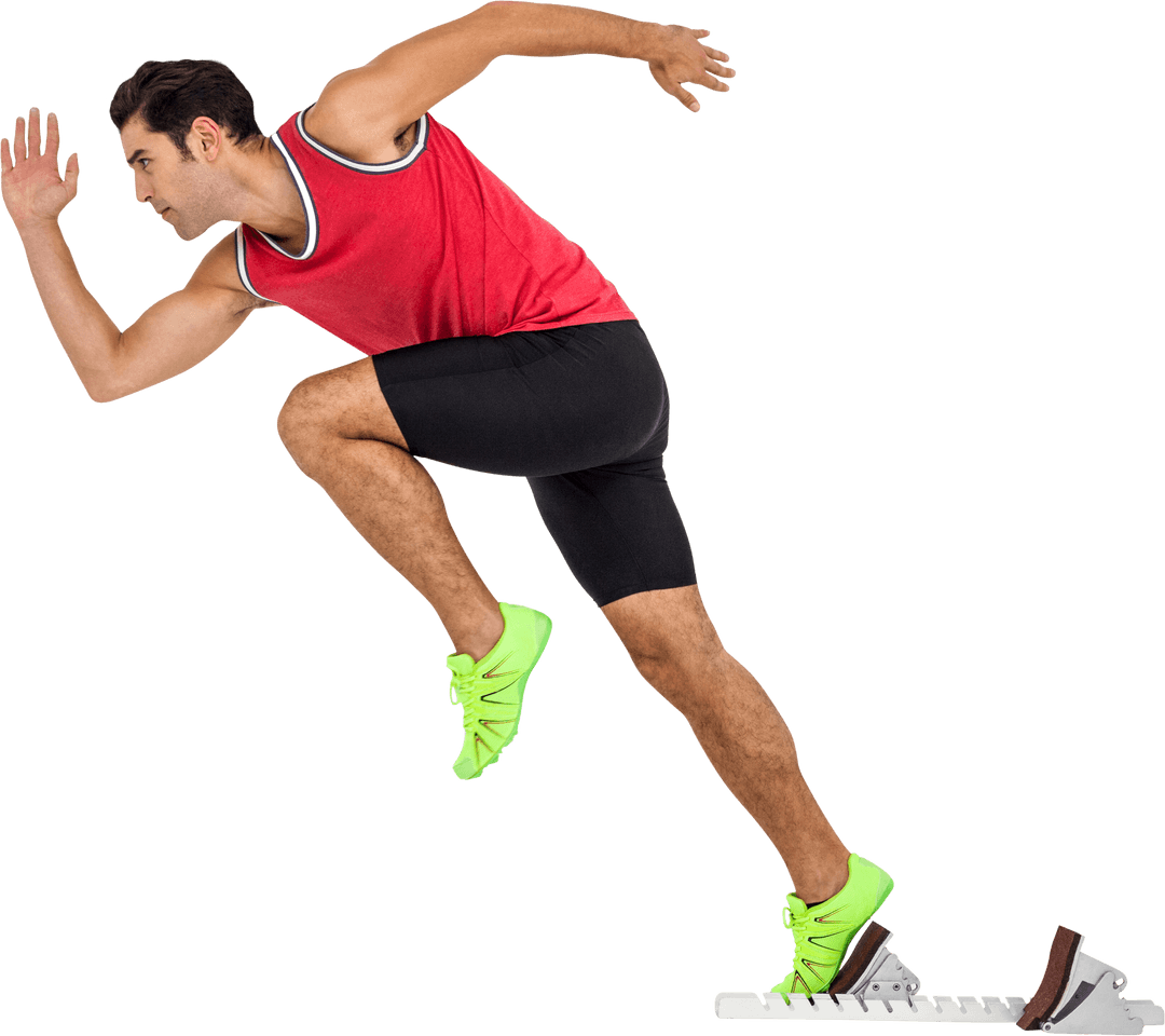 Confident Athlete Sprinting with Transparent Background