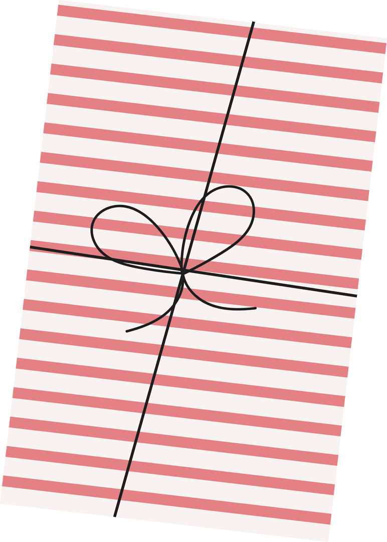 Transparent Red Striped Gift Box Design with Thin Black Ribbon