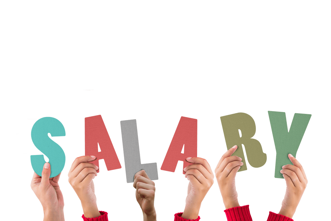 Hands Holding Salary Letters on Transparent Background