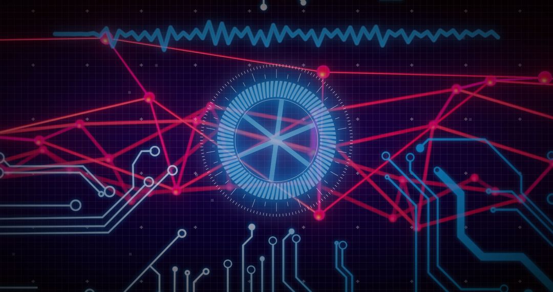 Futuristic Digital Circuit Board with Data Network