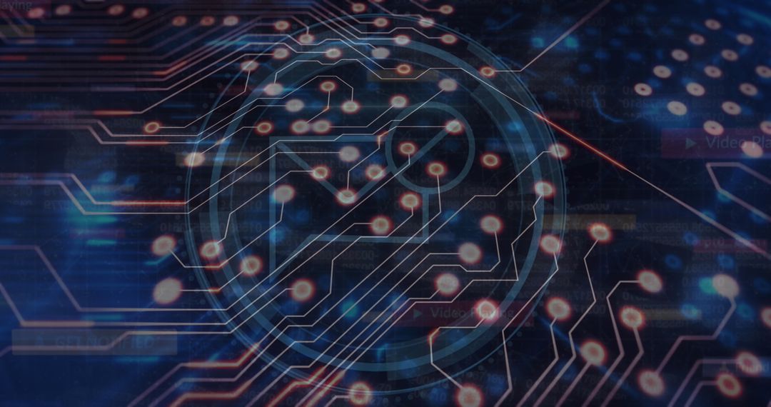 Futuristic Digital Interface with Glowing Network Nodes