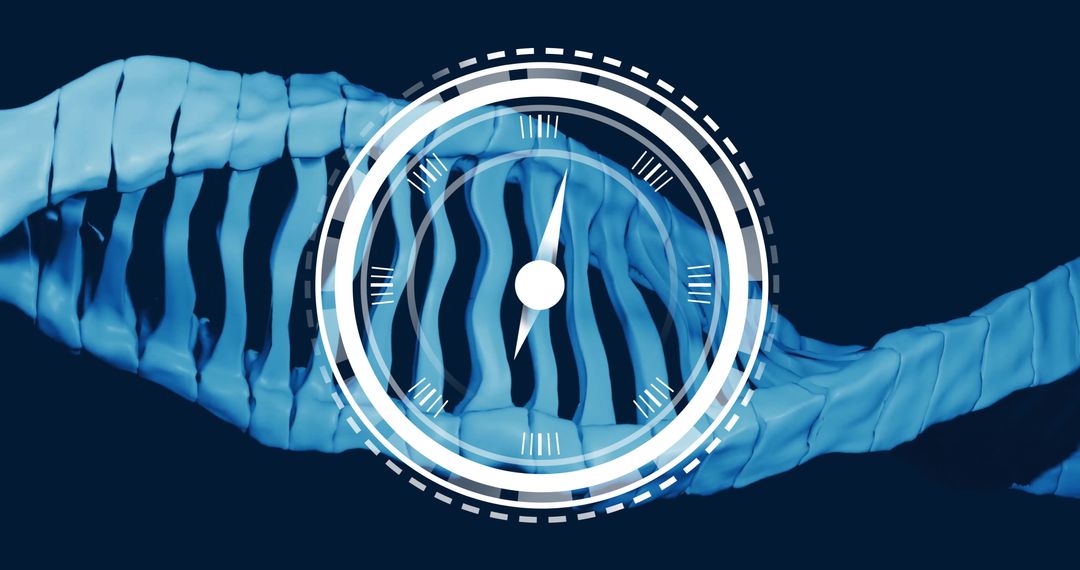 DNA Strand Entwined with Conceptual Time Illustration