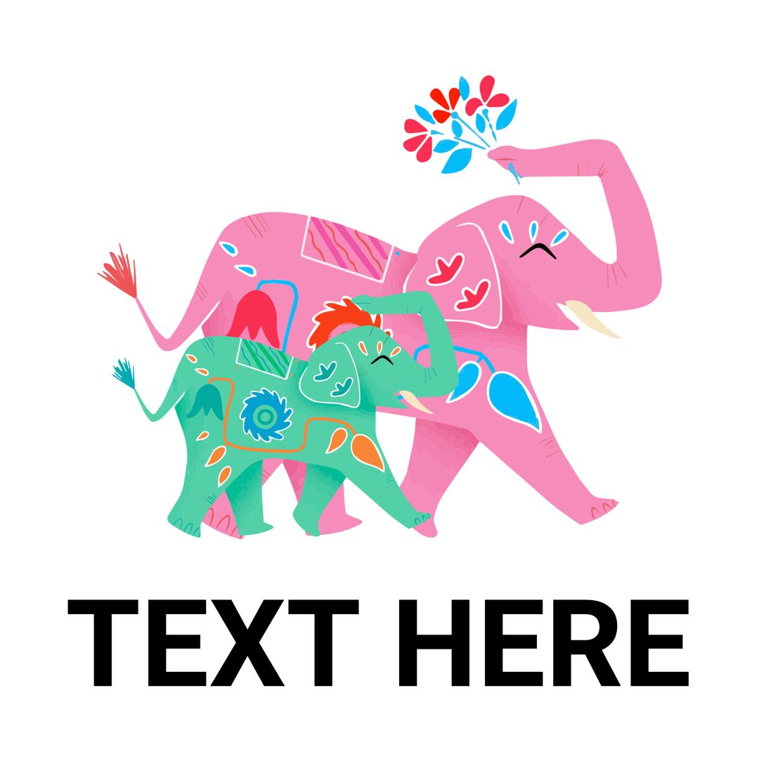 Colorful Elephants with Text Space for Celebration Design