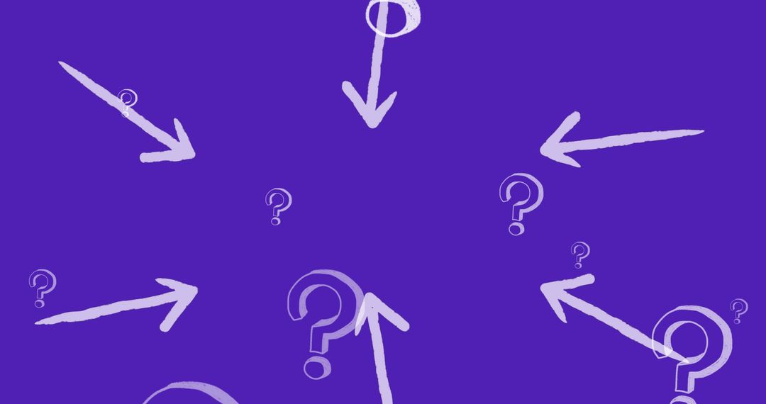 Blue Background with Arrows and Question Marks Symbolizing Uncertainty