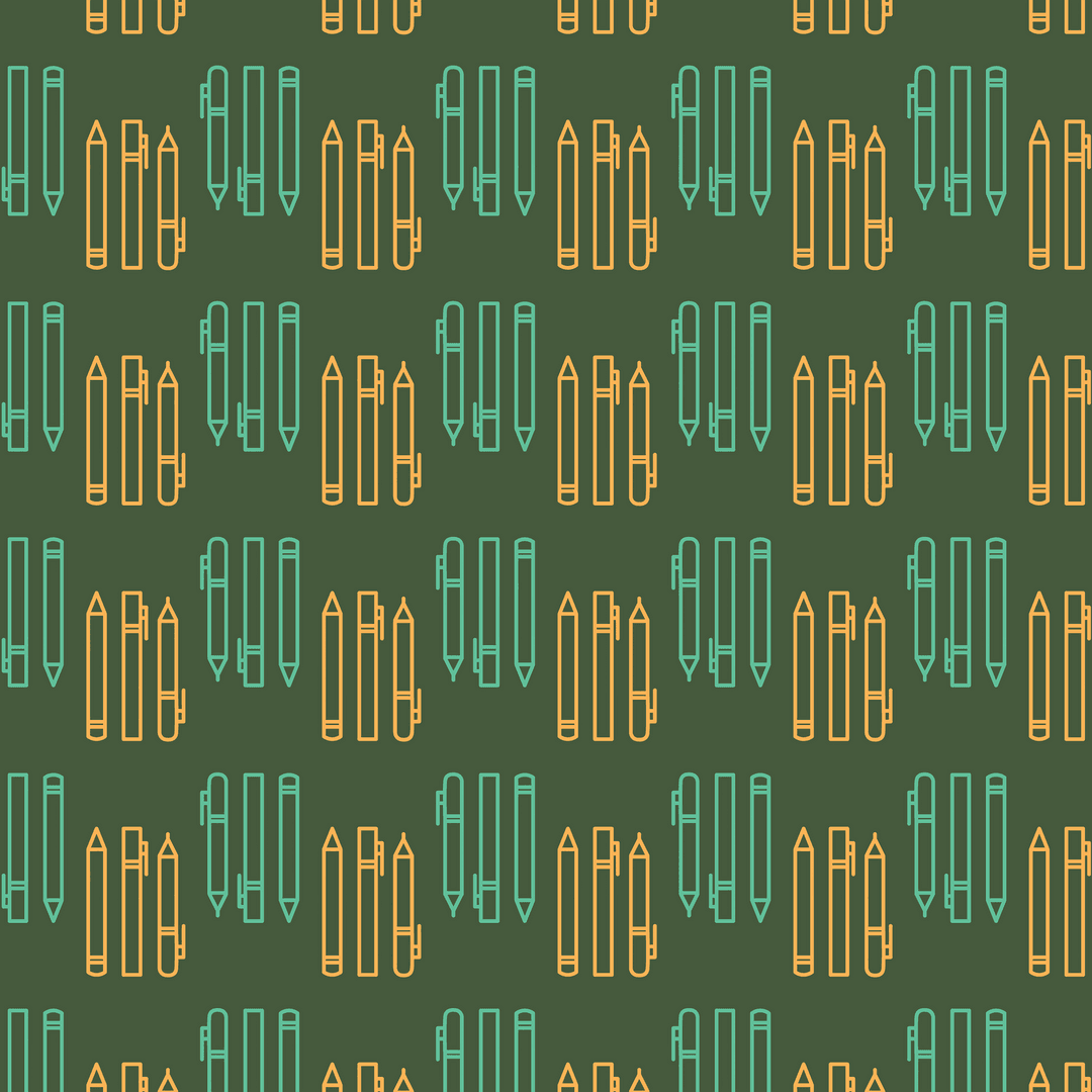Seamless Green Pen Pattern Transparent Background