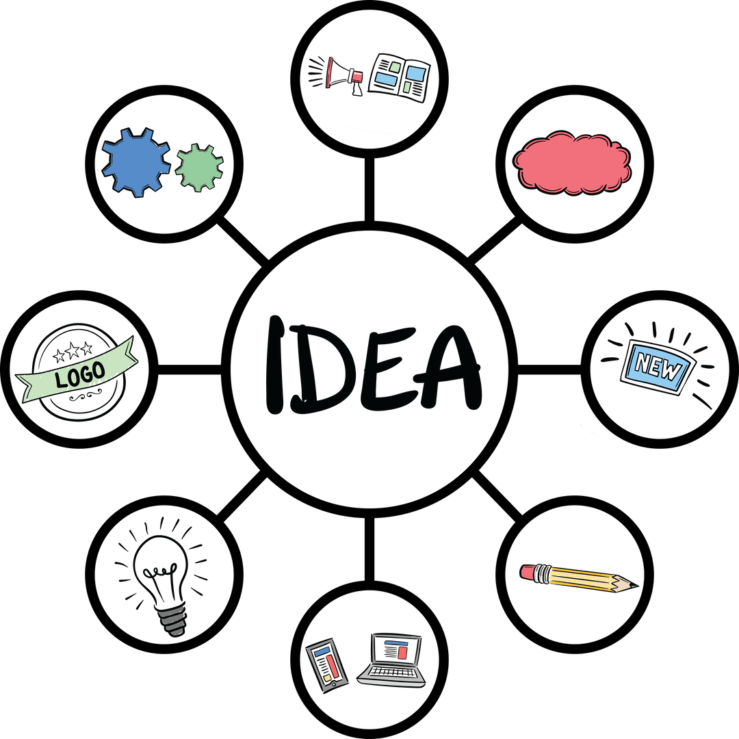 Innovative Ideas and Business Elements on Transparent Background