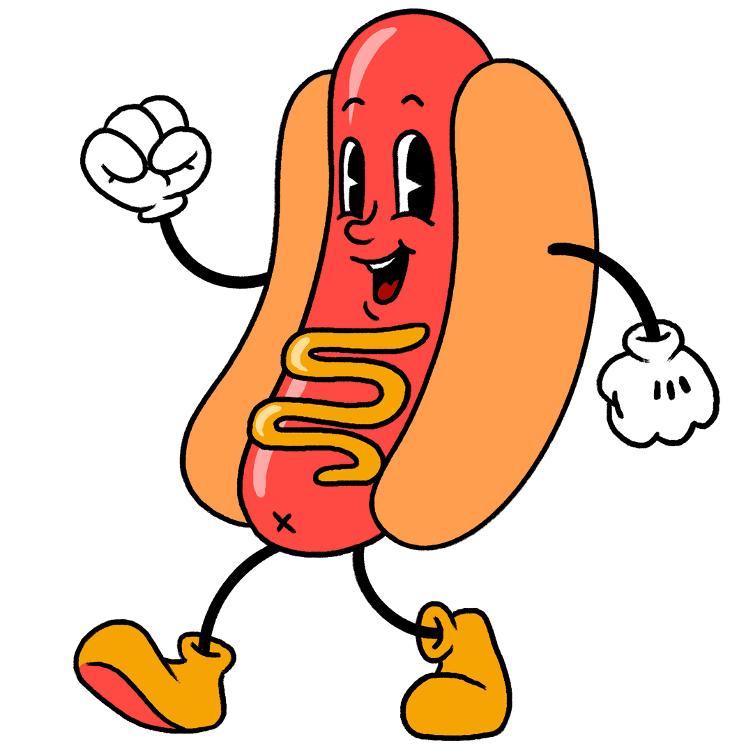 Playful Hot Dog Mascot on Transparent Background
