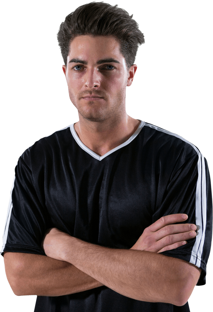 Confident Football Player with Arms Crossed, Transparent Background