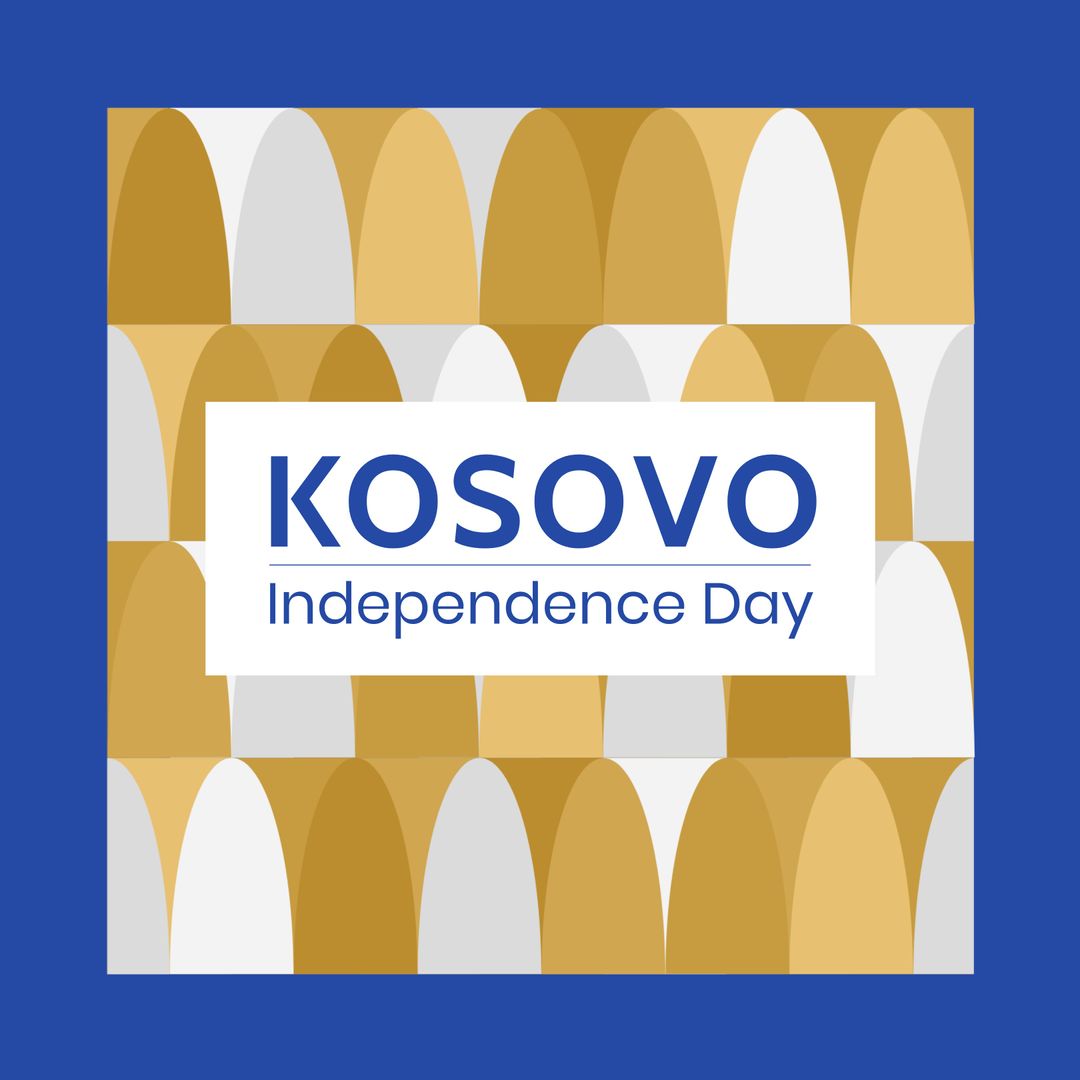 Kosovo Independence Day Celebration Graphic with Geometric Design