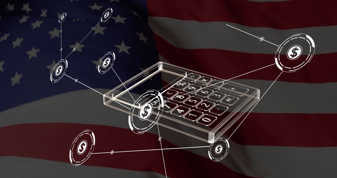 Finance and Technology Integration Illustration over US Flag