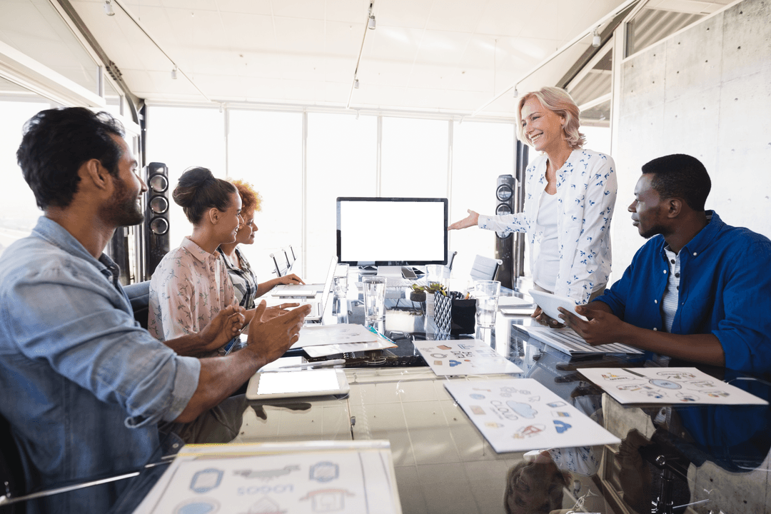 Transparent Team Presentation at Creative Office Meeting