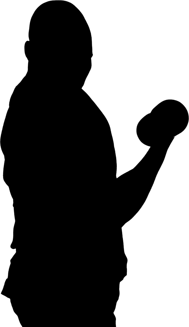 Transparent Silhouette of Man Lifting Dumbbell for Fitness Projects
