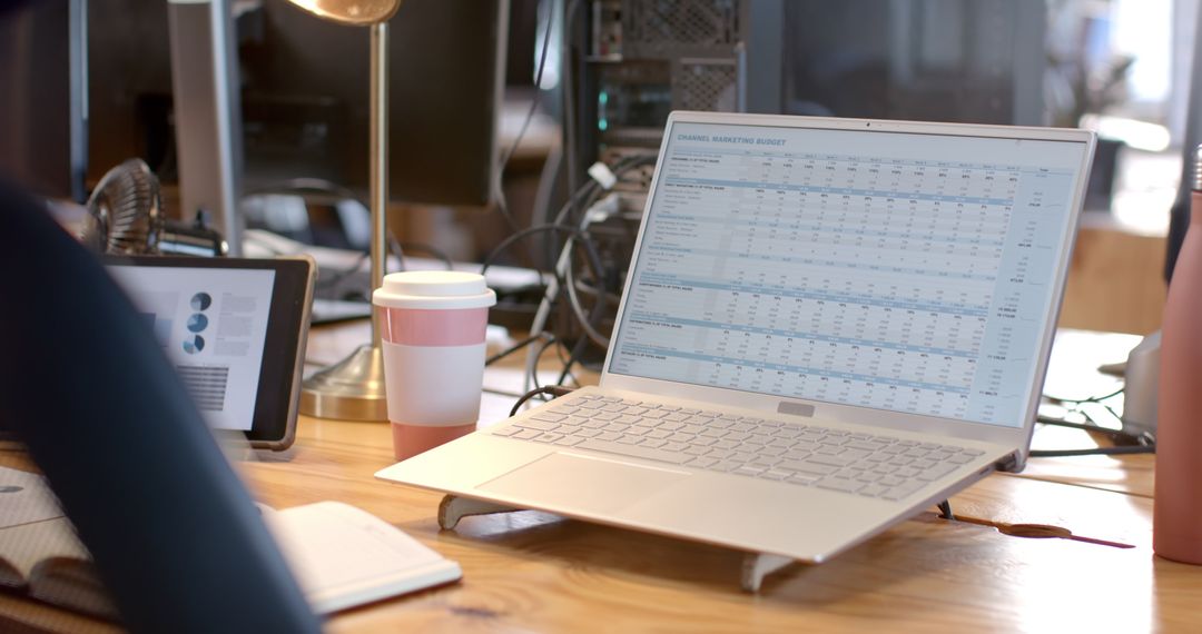 Digital Workspace with Laptop and Tablet for Business Analytics