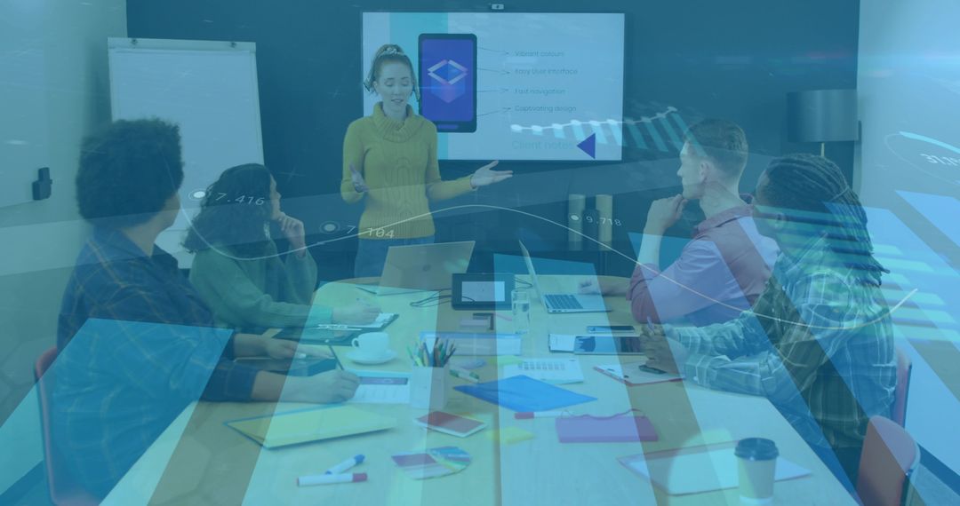 Business Team Meeting with Presenter Explaining Presentation