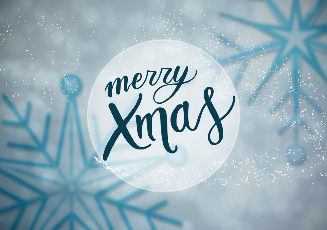 Merry Xmas Greeting With Snowflake Background - Download Free Stock Templates Pikwizard.com