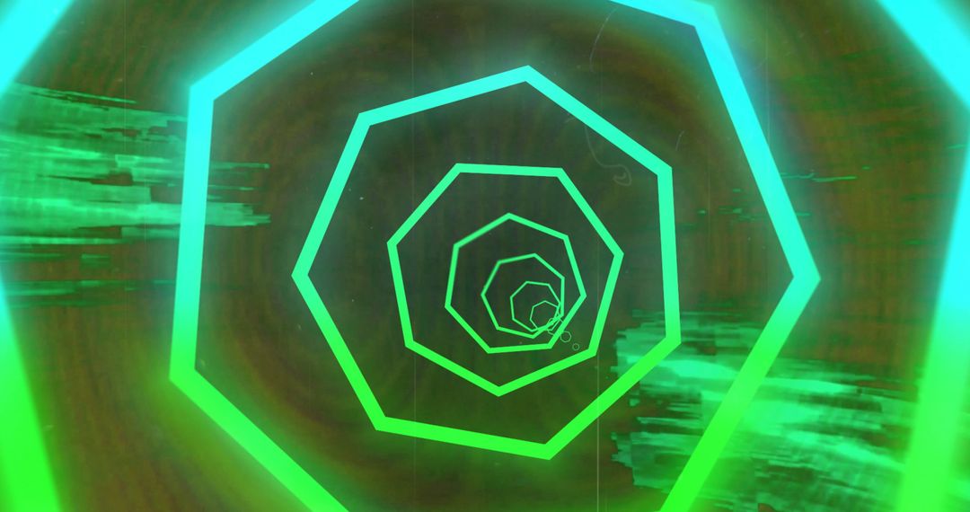 Futuristic Neon Glowing Tunnel with Geometric Patterns