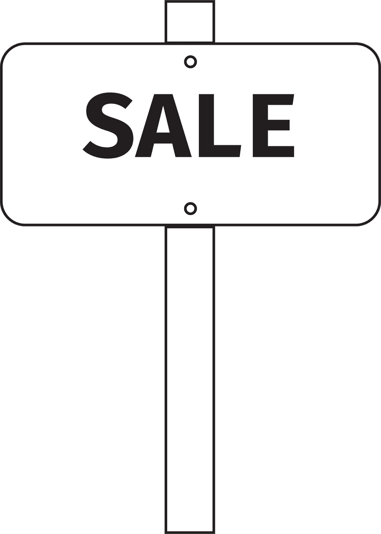 White Sign with Sale Text on Transparent Background for Marketing