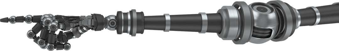 Futuristic Black and Silver Robotic Arm Pointing Transparent Background
