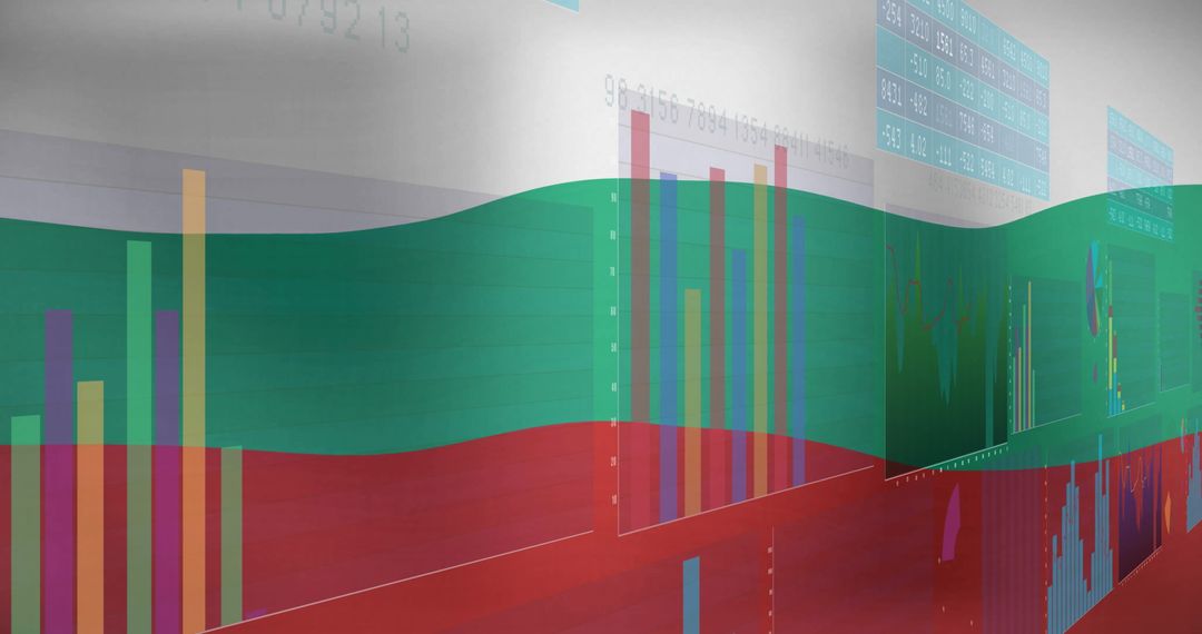 Colorful Digital Graphs and Charts on Abstract Data Background