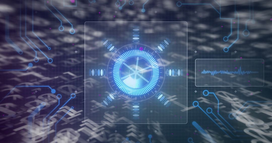 Futuristic Circular Interface with Digital Circuit Design