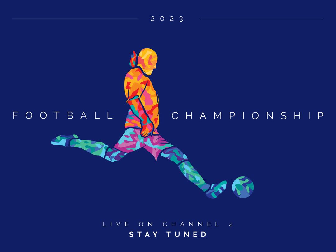 Colourful Abstract Silhouette of Football Player Kicking Ball for Championship Announcement - Download Free Stock Templates Pikwizard.com