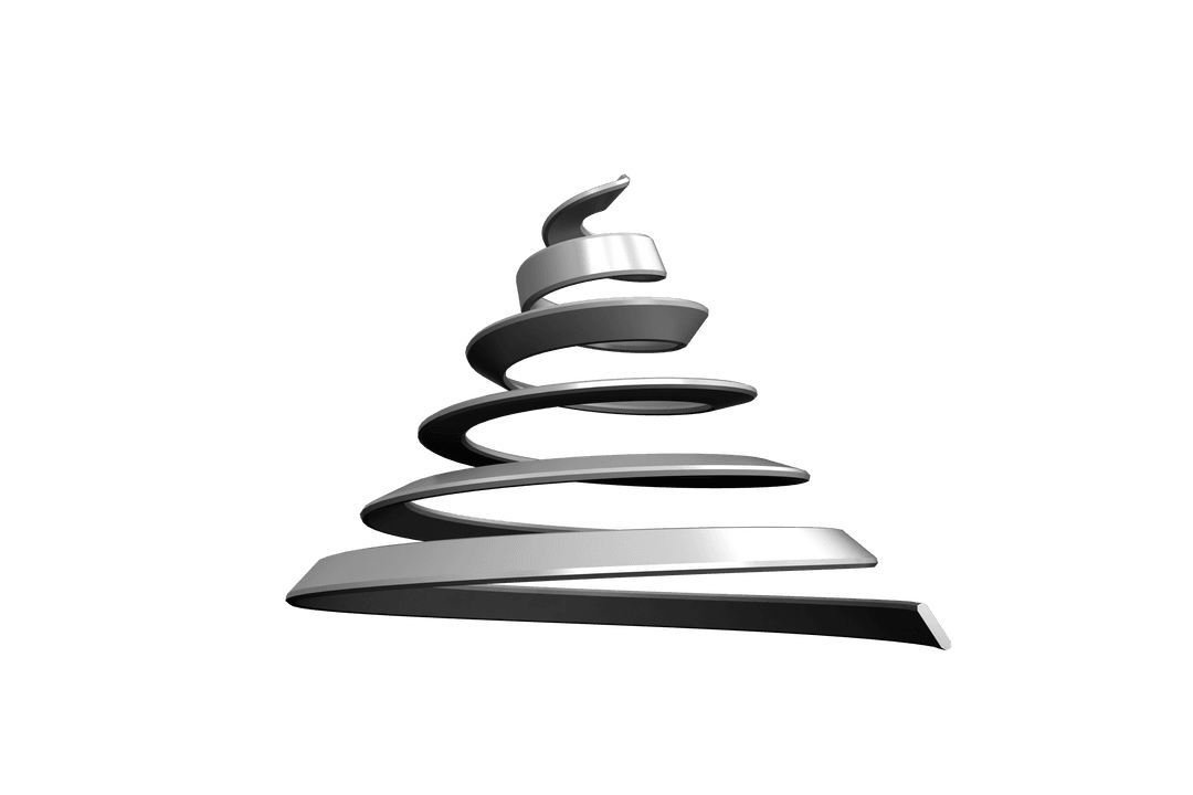 Metallic Spiral Christmas Tree Icon Transparent Background