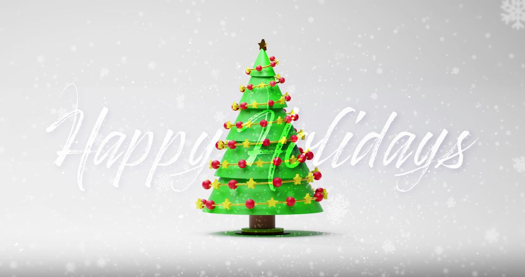 Festive Christmas Tree with Merry Holiday Message in Snow