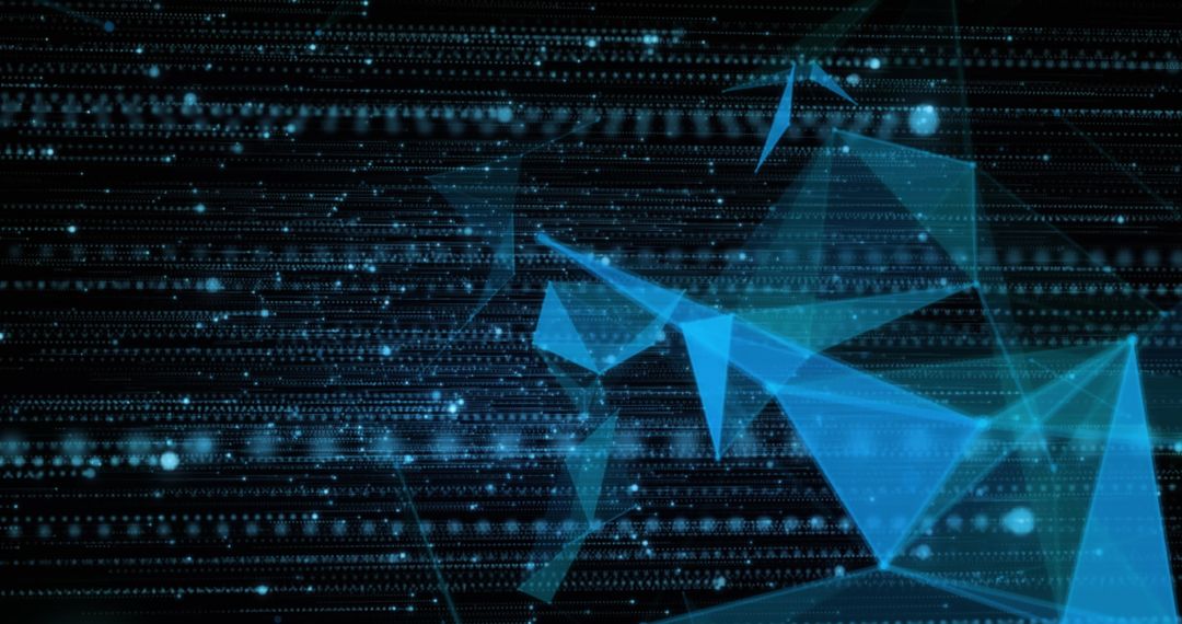Abstract Geometric Shapes with Dots on Black Digital Background