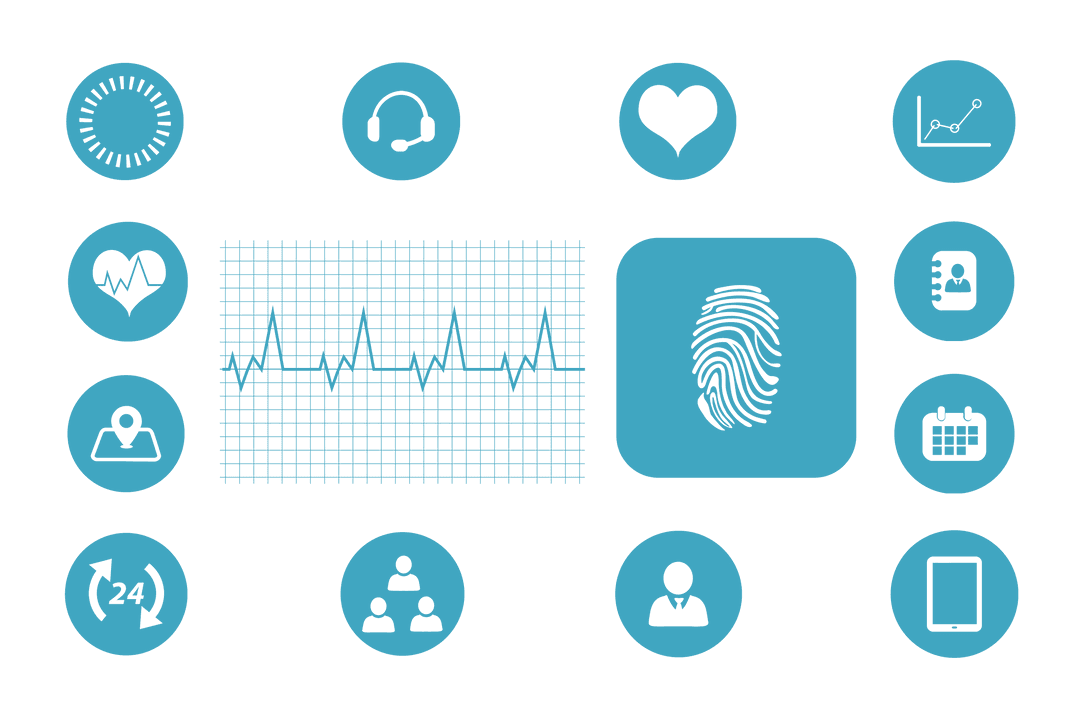 Digital Interface Icons on Transparent Background