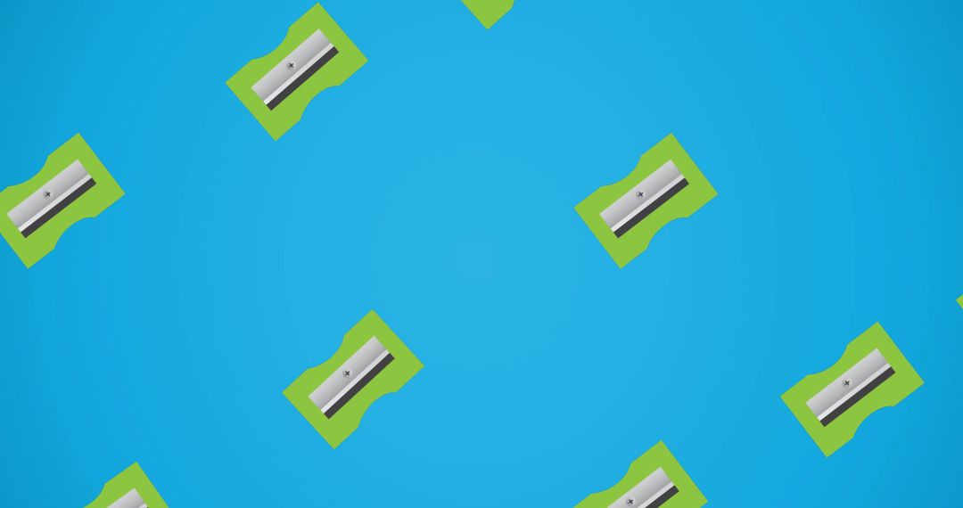 Seamless Pattern of Bright Pencil Sharpeners on Blue