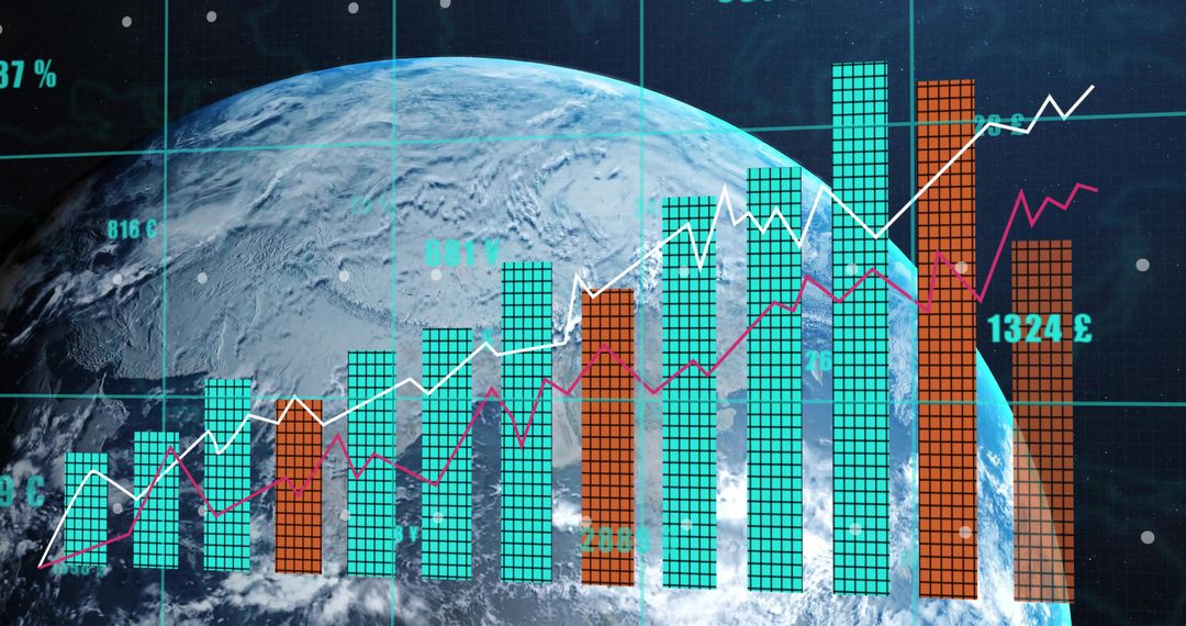 Futuristic Data Visualization Overlay on Earth