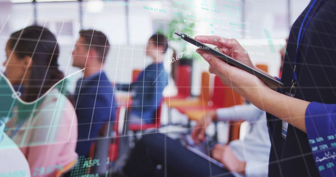 Business Professionals Watching Financial Presentation Projection