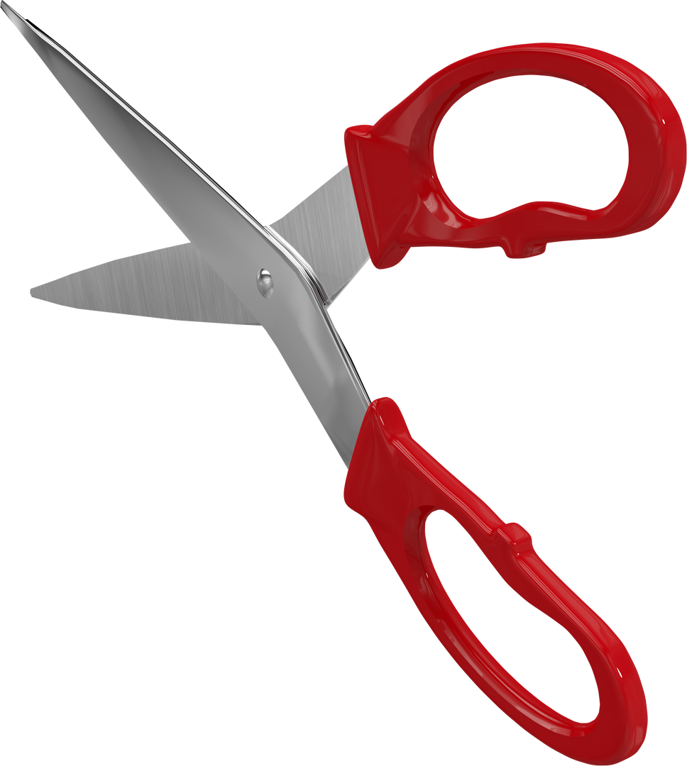 Top Closeup of Transparent Background Red Handled Scissors with Open Blade - Download Free Stock Images Pikwizard.com