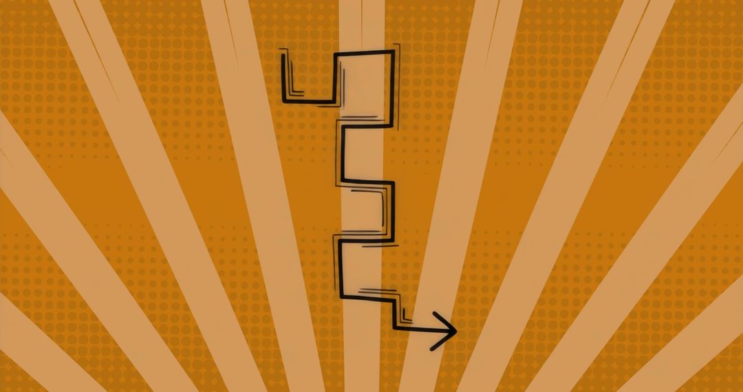 Dynamic Zigzag Arrow on Retro Orange Background